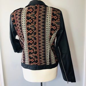 Anthropologie BluPepper Vegan leather Aztec jacket